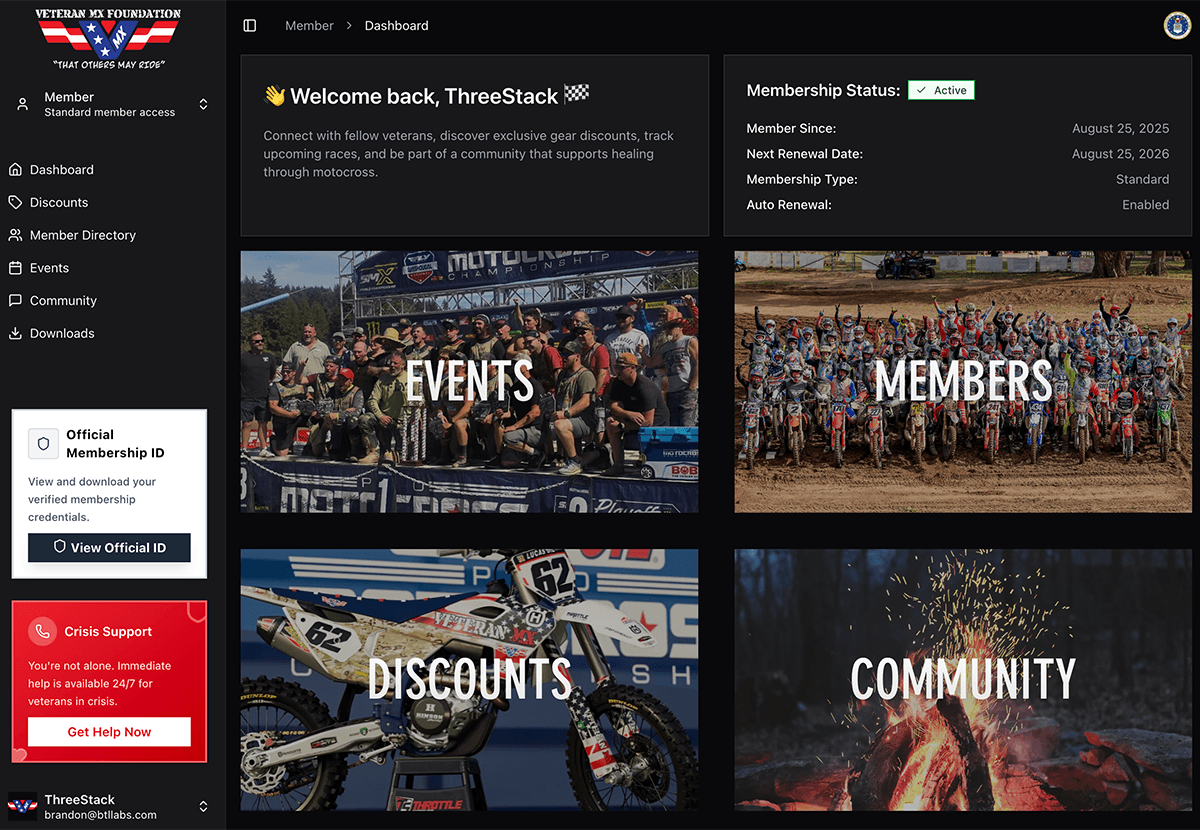 VetMX client portal dashboard built by ThreeStack